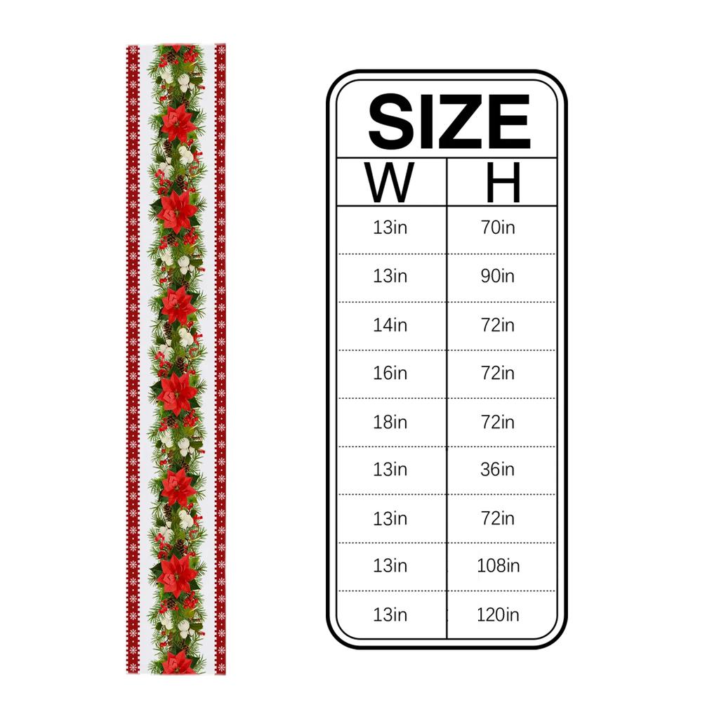 Christmas Poinsettia Pine Linen Table Runners Dresser Scarves Table Decor Winter Xmas Dining Table Runners Holiday Party Decor