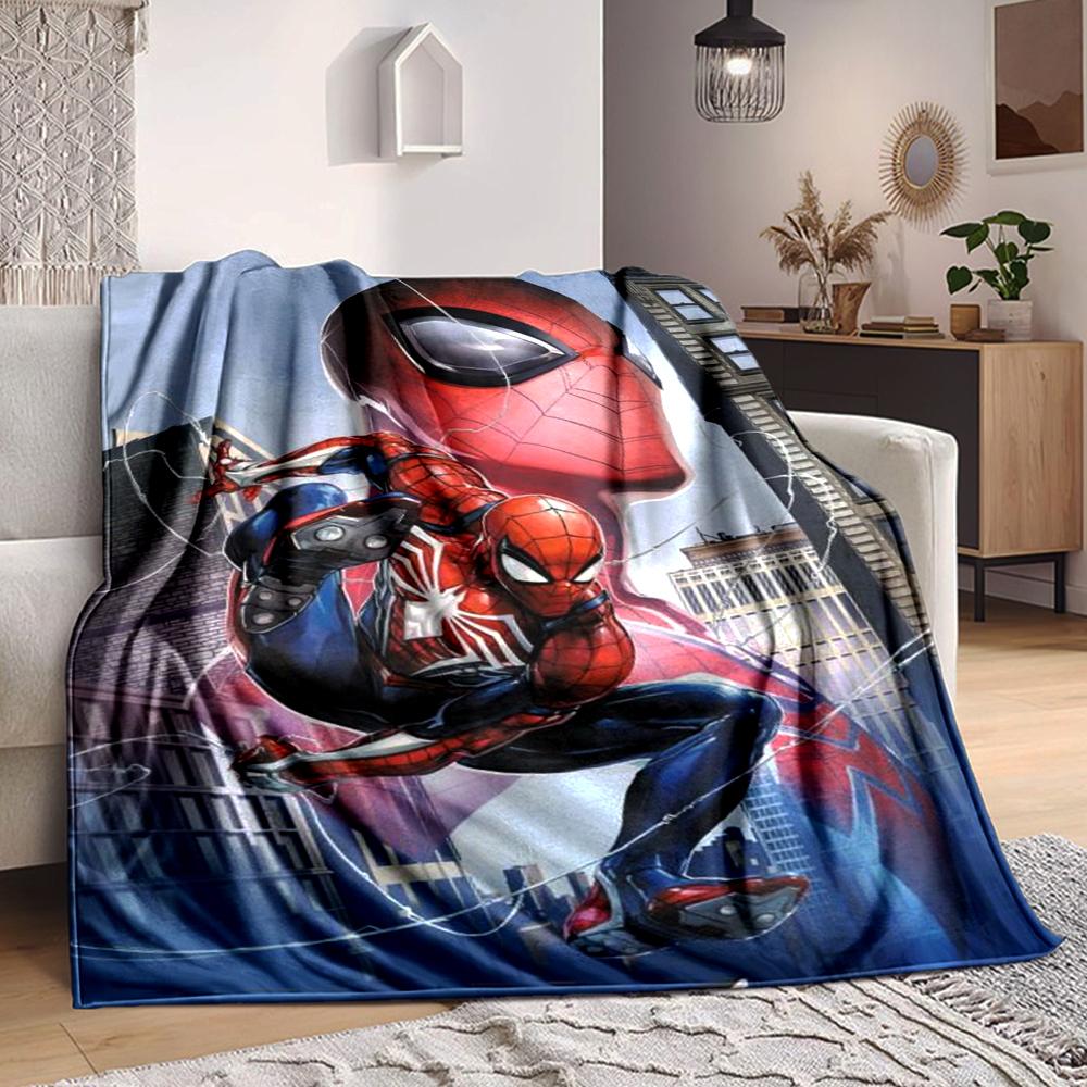 1Pc Spiderman Urban Adventure Blanket Soft And Comfortable Casual Warm Camping Travel Christmas Halloween Xmas Gift M924471