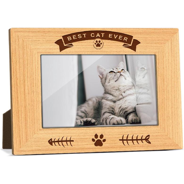 Pet Picture Frame, 4x6 Wood Photo Frame, Gift for Pet Lover Owner, Picture Photo Frames for Desk Decor, Memorial Cat Dog Keepsake -52