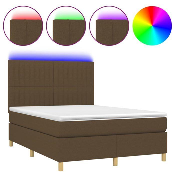 Maison Exclusive - Sommier à lattes de lit matelas et LED Marron foncé 140x190 cm