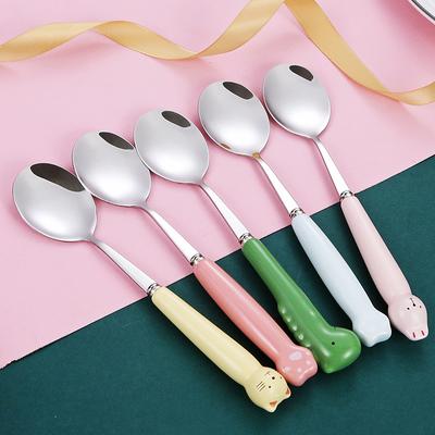 Stoviglie per bambini, set di cucchiai e forchette, con cartoni animati, cucchiaio da dessert per bambini, forchetta, gadget per neonati, posate per bambini, senza scatola