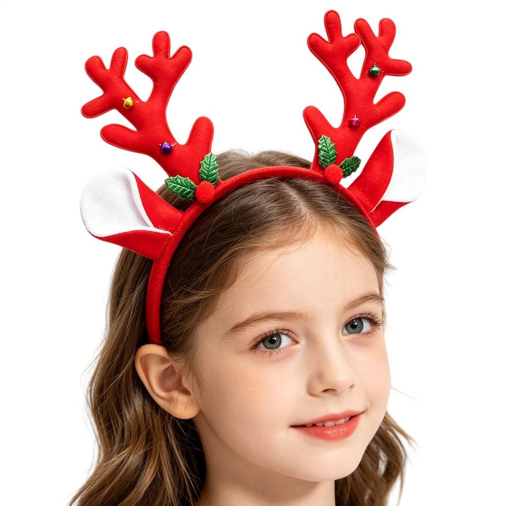 Reindeer Antlers Headband Cartoon Christmas Head Button Hair Band Party Gift Reindeer Antlers Snowman Sprung Headband Decor