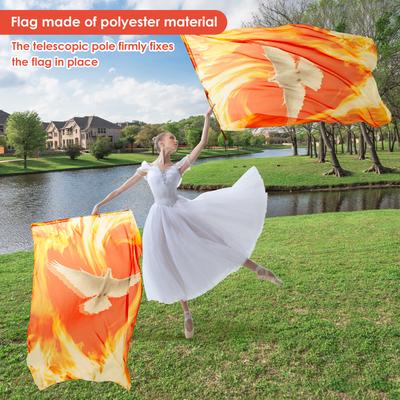 2 Pcs Worship Flag Soft Polyester Praise Dance Flag with Telescopic Rod and Organizer Bag for Girl Adult Beginner Dancer