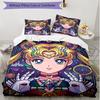 Set copripiumino 3 pezzi (1*Copripiumino + 2*Federe, Senza Nucleo), Set Biancheria da Letto Morbido Stagione Unica con Stampa Sailor Moon, Regalo Decorazione Camera da Letto