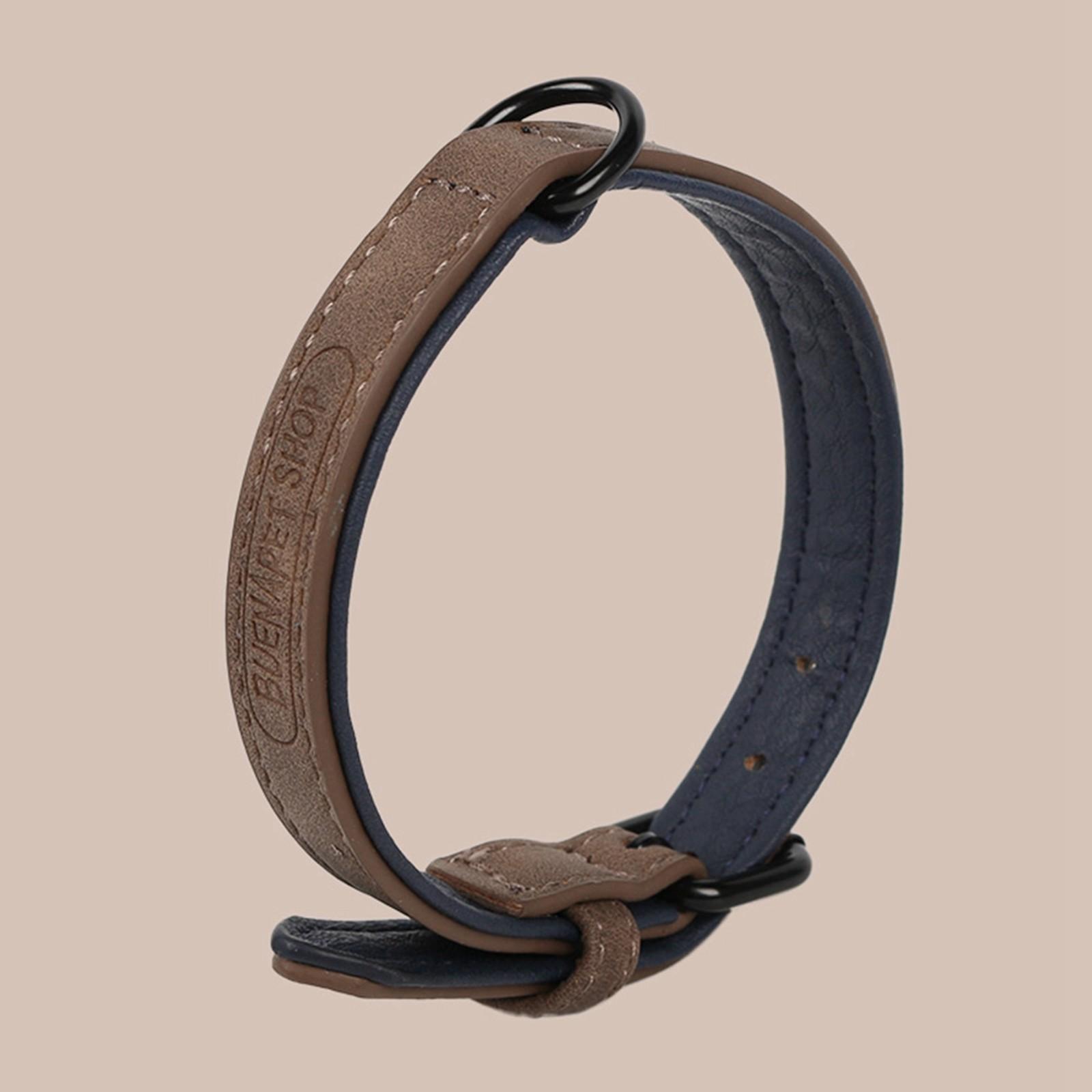 

Мягкий ошейник для собак, широкий кожаный ошейник, большой для средних и крупных собак L кофейный