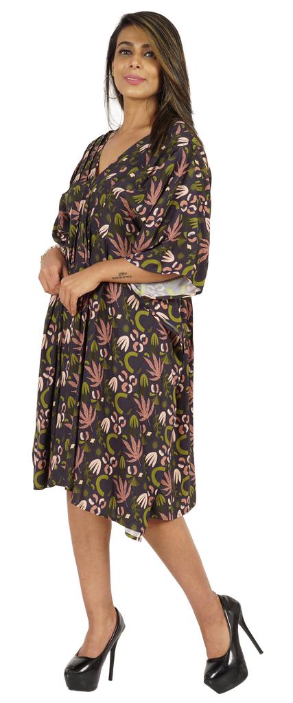 Moomaya Womens Short Kaftan Cover Up Night Dress Kaftan Gown Kimono