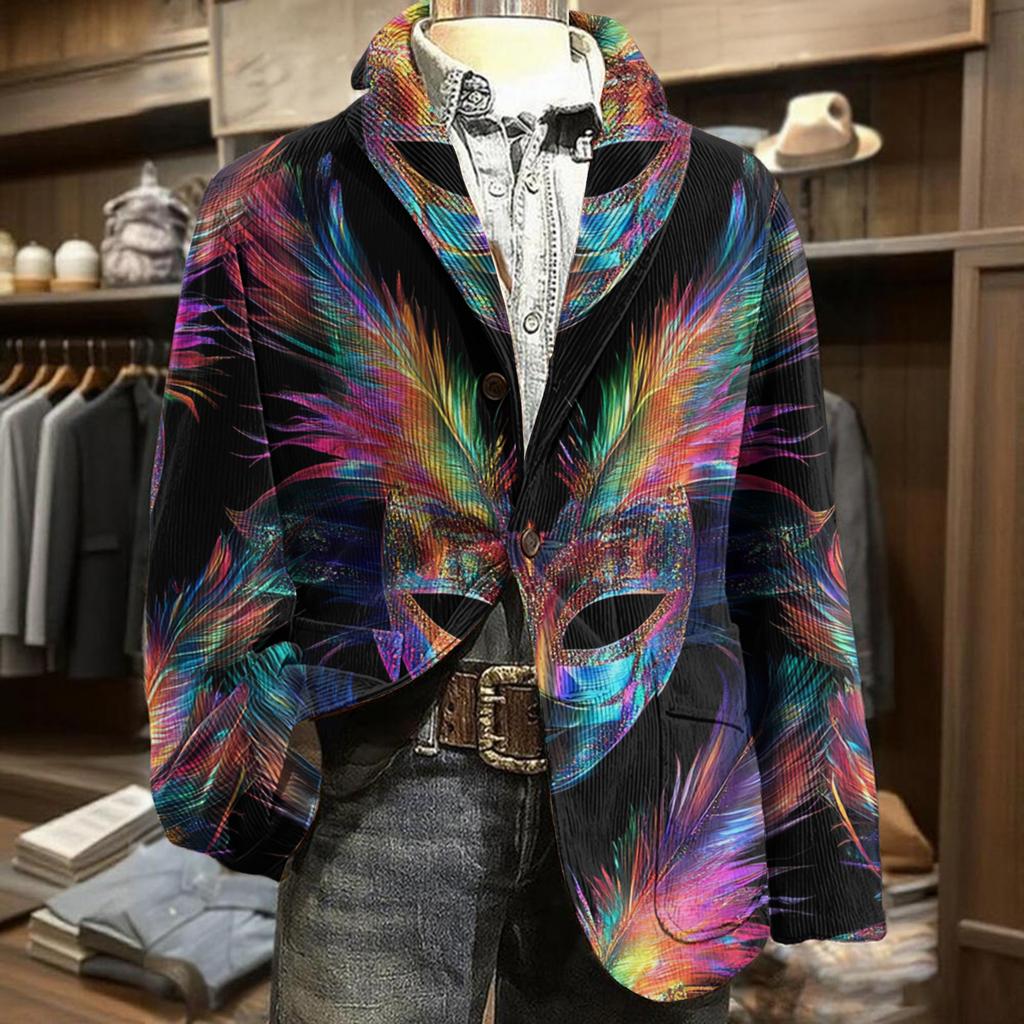 Herren Business Casual Mode Bedruckte Cordjacke
