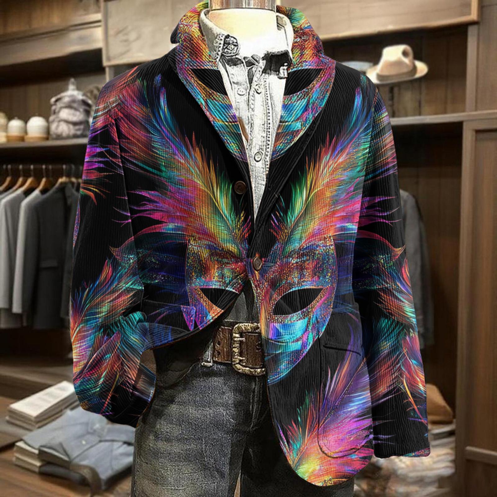 Мужская деловая повседневная мода Принтованная вельветовая куртка XXXXL