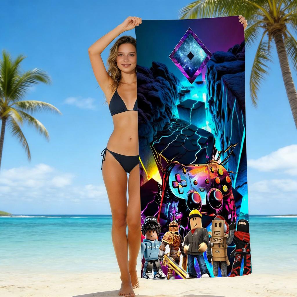 Roblox Roblox Game Beach Towel European And American Microfiber Bath Towel Beach Children Adult Towel