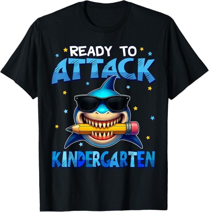 Ready To Attack Kindergarten Shark First Day Of School Boys T-Shirt