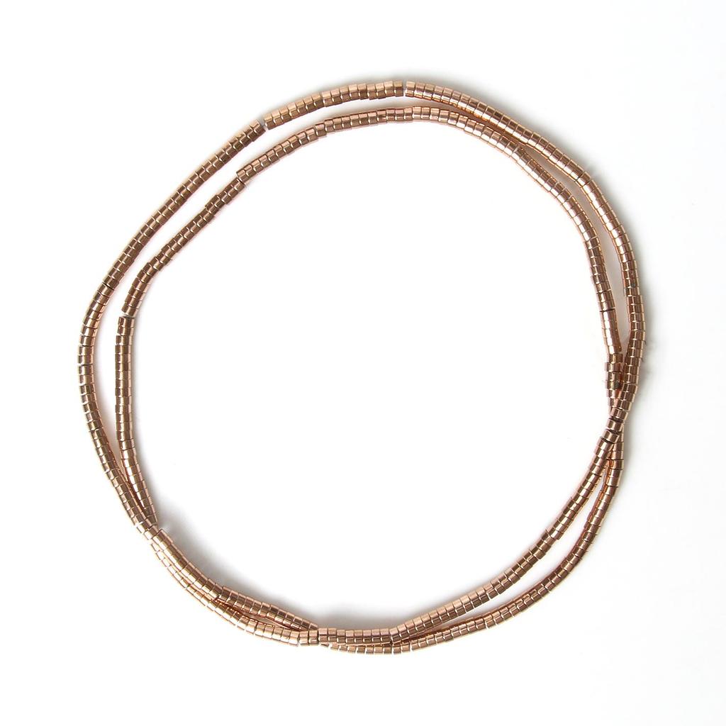 Handgefertigte Bastelfarbe, rosévergoldete Hämatitperlen, natürliche Rondelle-Perlen für Schmuckherstellung, DIY-Charms, Armband-Zubehör, 38,1 cm