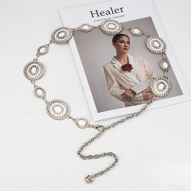 European and American National Style Metal Waist Chain Women's Personalized Versatile Dress Retro Waist Decoration Light Luxury Belt for Girls