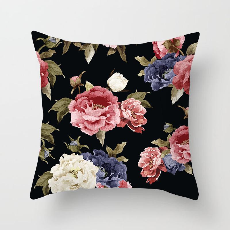 Ins Plant Flower Peach Skin Fleece Pillow Cover Sofa Car Pillow Cushion Cover Lunch Home Furnishing
