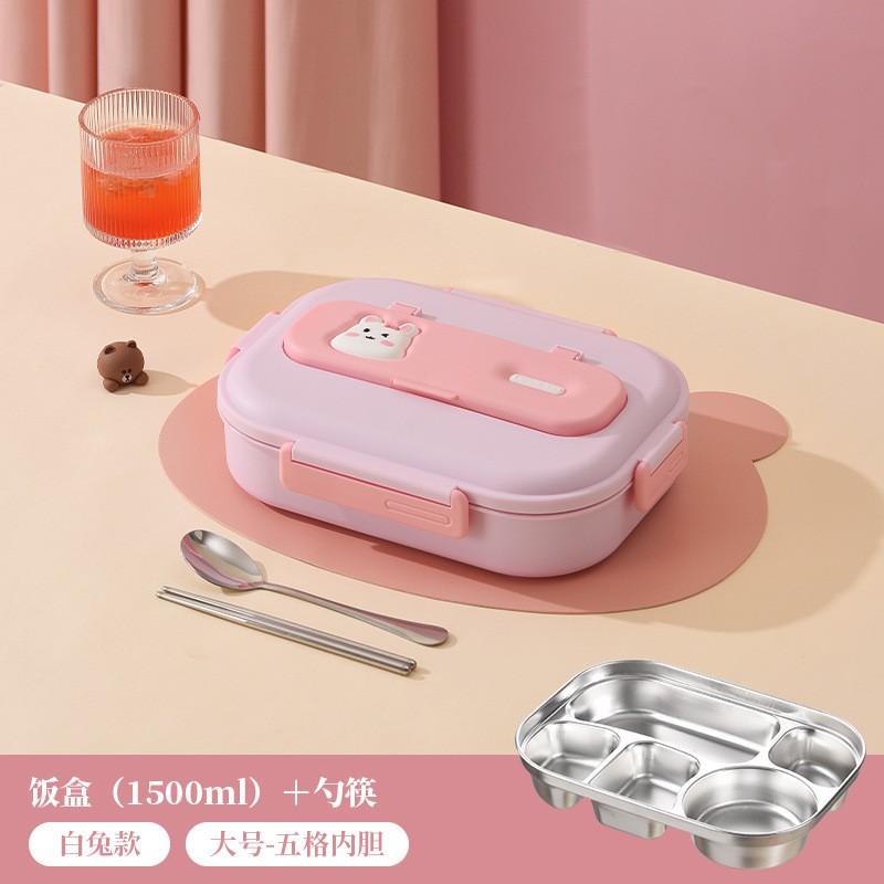 Stal Nierdzewna 304 Pudełko Bento Dzieci Dorośli Szczelne Komory Pojemnik na Lunch Ze Sztućcami Bezpieczny w Kuchence Mikrofalowej Jedzenie