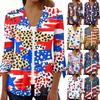 Women's Loose Casual Independence Day Printed Seven Sleeve Button Down Shirt Cardigan Top