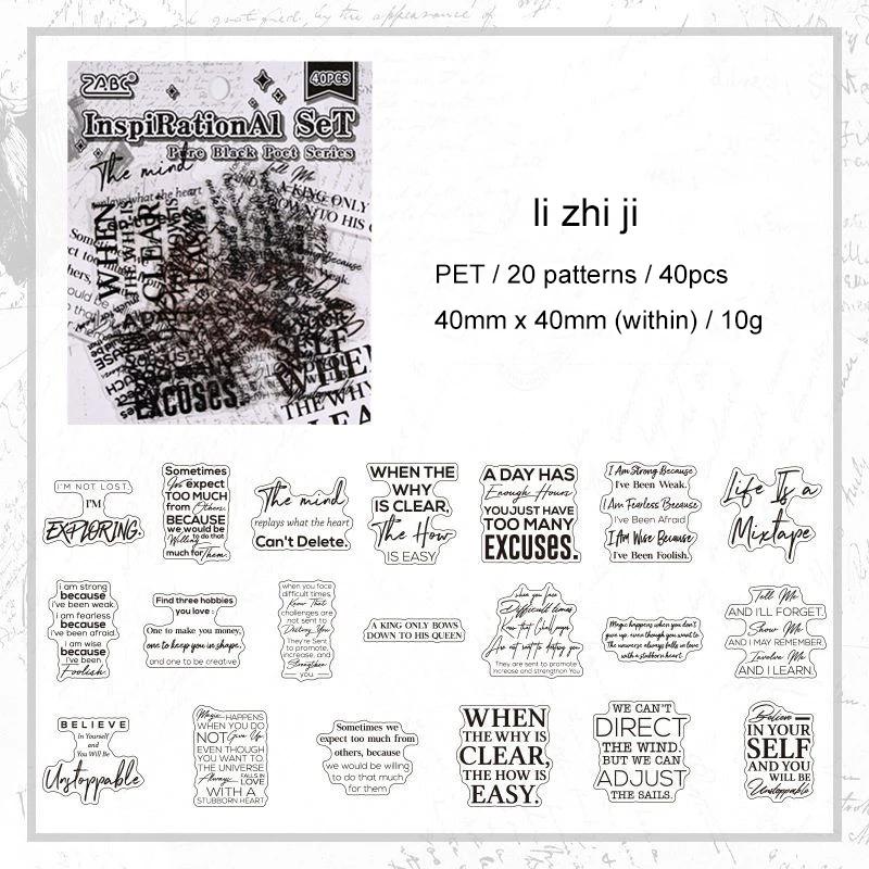 JIANWU Pure Poet Series Vintage English Text Letter Material Collage PET Sticker Creative DIY Journal Scrapbooking Stationery