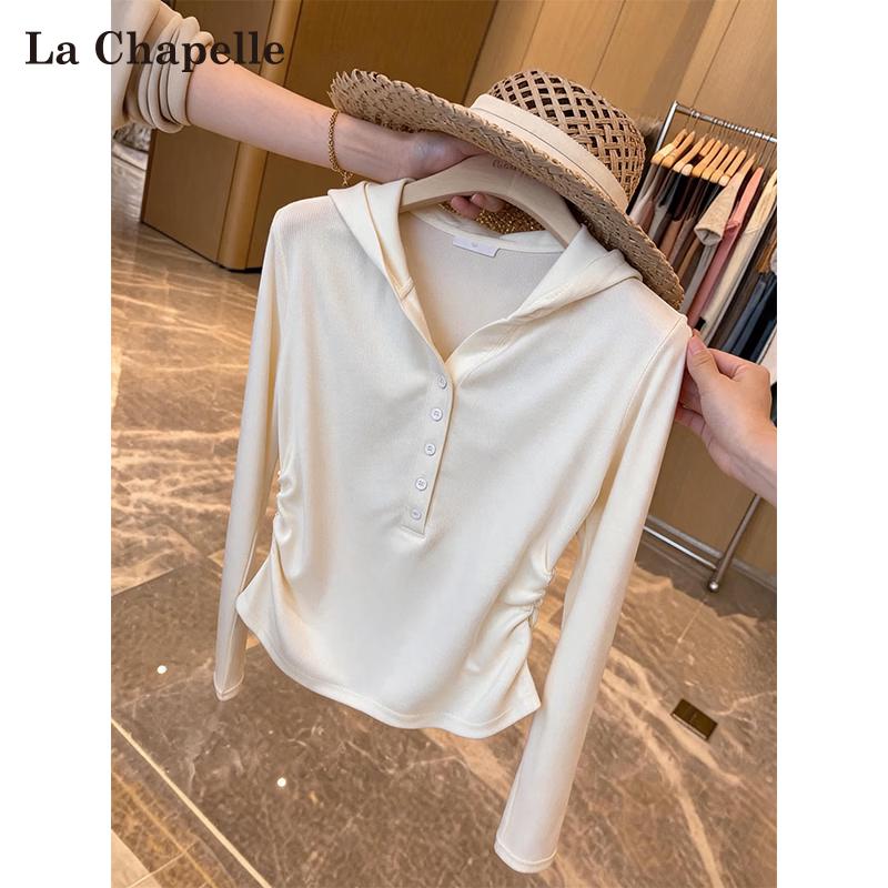 La Chapelle Women's Slim-Fit Hooded Long-Sleeve T-Shirt
