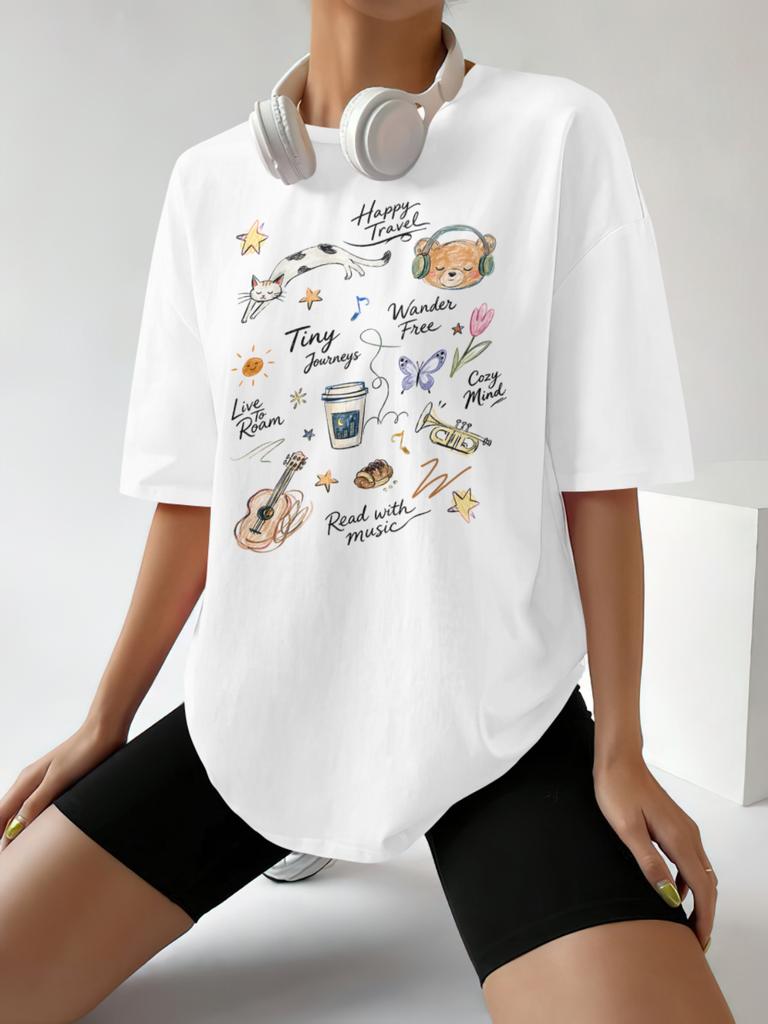 Music Tshirts For Women Cute Fruit Graphic Tees Cottagecore Aesthetic Tshirt Oversized Retro Streetwear Tops