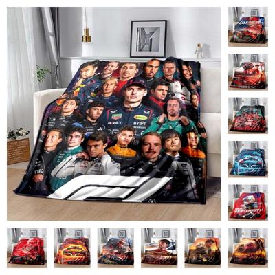 F1 Formula 1 All Racing Drivers Portrait Collage Racing Suit Logo Print Soft Flannel Throw Blanket Lightweight Warm Sofa Couch Bed Home Decor Cover