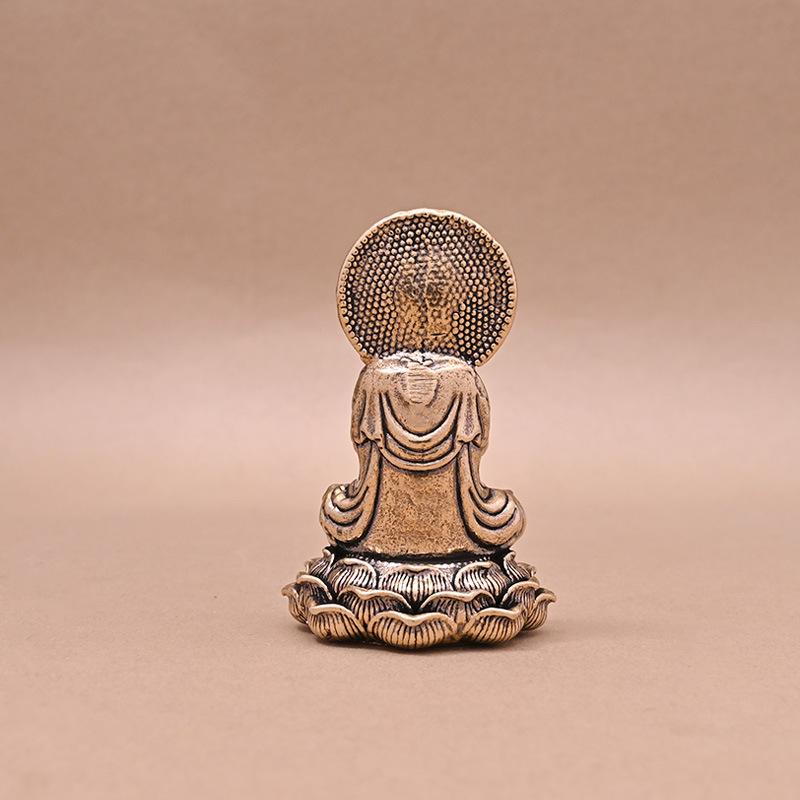 Mini Solid Brass Guan Yin Buddha Small Ornaments Vintage Copper Buddha Statue Miniature Figurines Handcraft