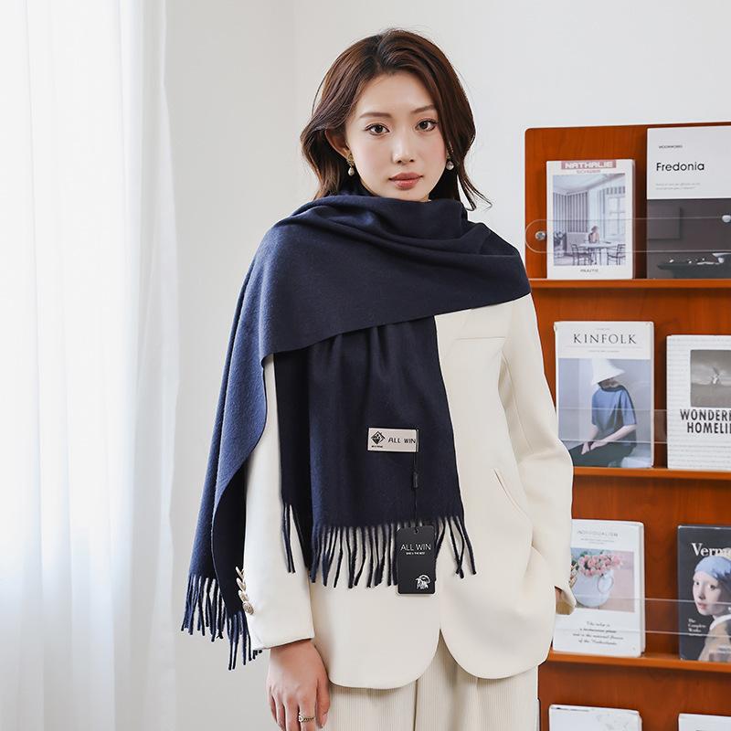 Cashmere Scarf Shawl High End New Wool Scarf Women's Winter Thickened Solid Color Scarf for Men