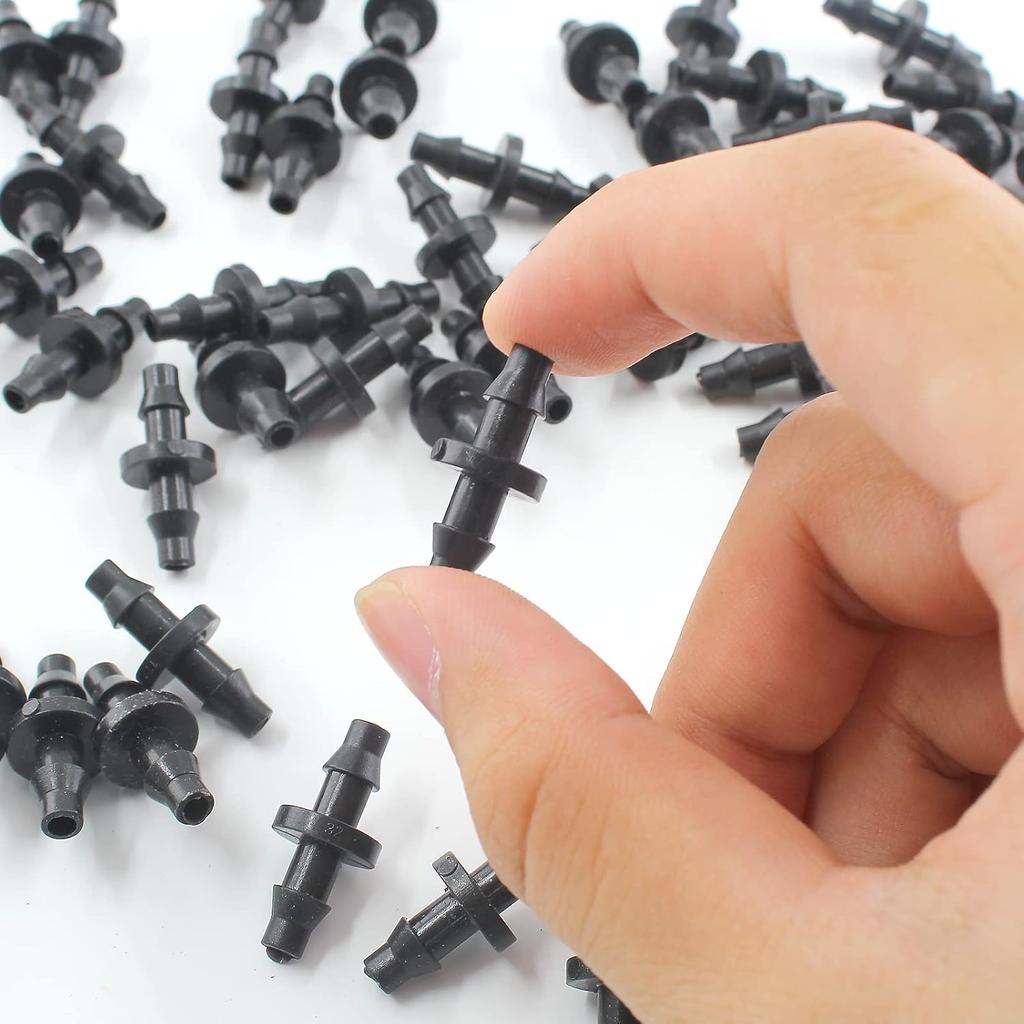 100 Pezzi Raccordi per Irrigazione a Goccia Raccordo Dritto Connettore a Barbato per Tubo da 4/7mm Sistema di Irrigazione a Goccia
