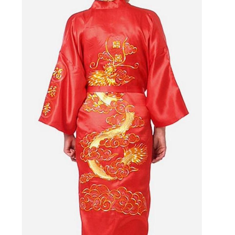GMXIA Men's Tang Suit Bathrobe with Black Embroidery Pajama