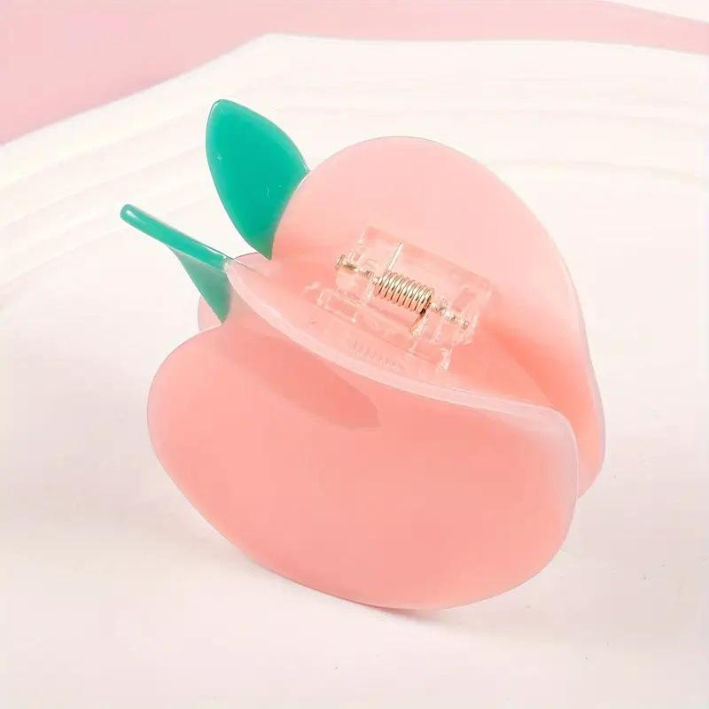 

1 шт. Милая розовая заколка-краб в форме персика, милая заколка в виде арбуза, противоскользящая заколка для хвостика, модные аксессуары для волос для вечеринки