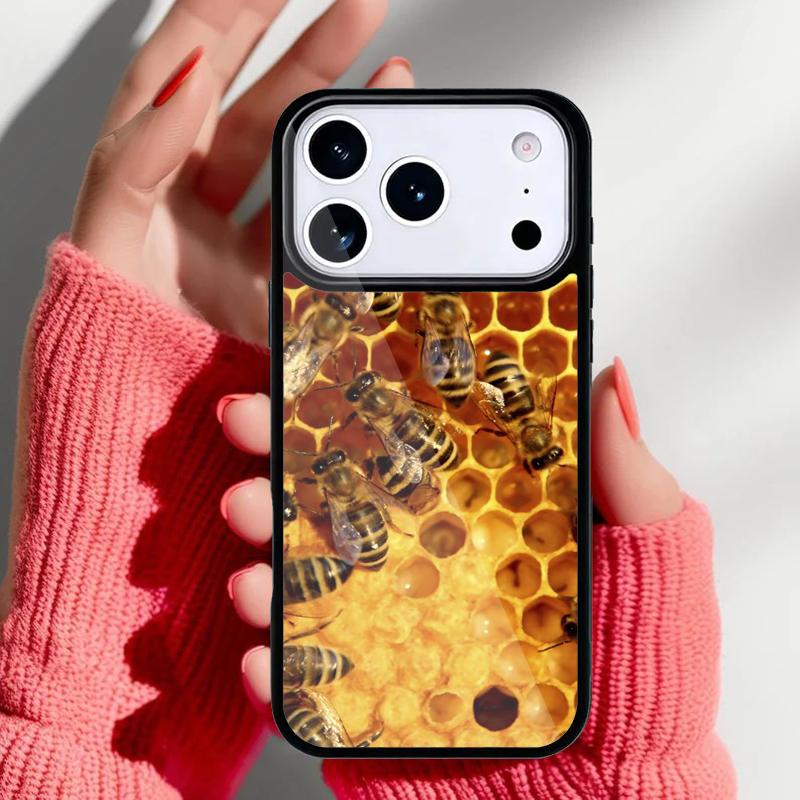 Bumble Bee Honeycomb Honey Phone Case for iPhone 17 16 15 14 13 Pro Max Back Cover for 12 11 Pro Coque