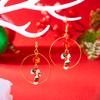 Christmas Crystal Beads Snowman Hoop Earrings For Women Colorful Zircon Xmas Tree Crutch Dangle Earring Holiday New Year Gifts