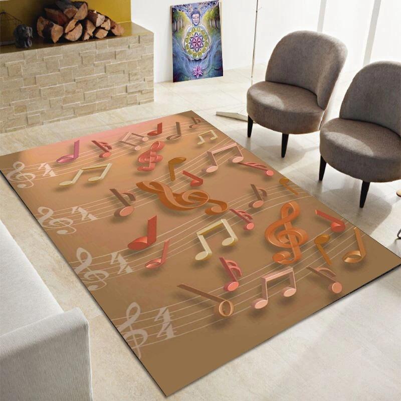 Piano Note Music Theme Series Carpet Home Decoration Bedroom Living Room Large Area Carpet Room Bedside Non-slip Floor Mat