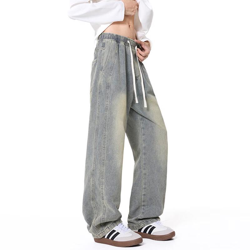 JEEP SPIRIT Men's American Retro Loose Straight-Leg Jeans