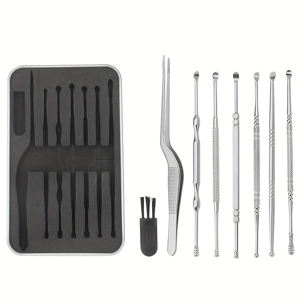 Stainless Steel Ear Pick Set 8PCS Ear Cleaner Kit Spiral Spring Earwax Remover Tweezers Ear Cleaning Tool