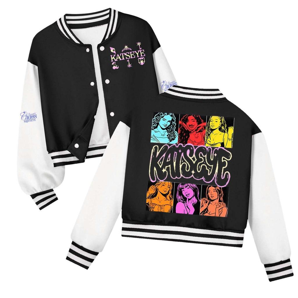 Kids Printed Baseball Jacket Casual Loose Fit Outerwear for Boys and Girls