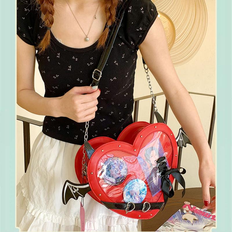 Ulzzang Ita-Tasche für Mädchen Liebesherz-Design Dämonen-Itabag Damen Neu Transparente Umhängetaschen Mädchen JK-Uniform Umhängetasche