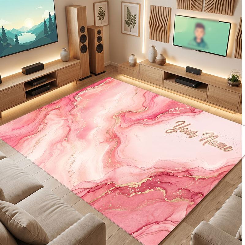Abstraktní geometrický motiv Křišťálový sametový koberec na podlahu Personalizovaný vlastní text jména Teplý koberec Domácí dekorace