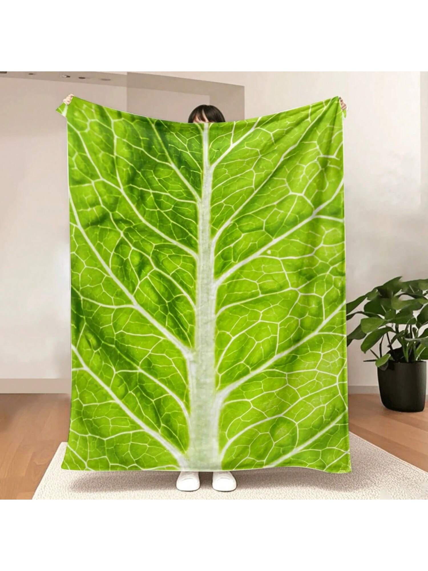 Manta de lechuga suave y acogedora, manta de franela ligera para cama, sofá y viajes en todas las estaciones 75X95CM
