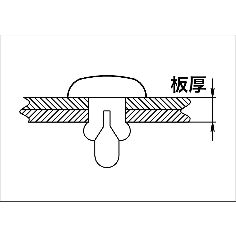 TRUSCO Push Rivets TPR5075-W Plate Thickness 0.18 - 0.2 inches (4.5 - 5.5 mm),