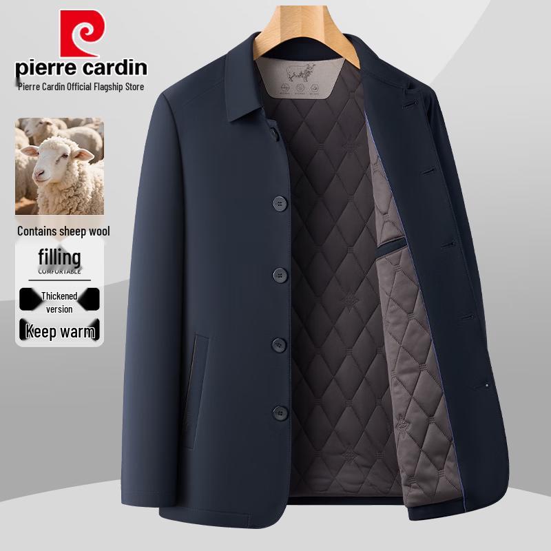 Pierre Cardin Men's Thickened Wool-Blend Collar Jacket