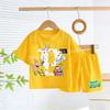 SpongeBobs T-shirt Shorts Set Kids Cute Letter A-Z Tees Pants Children Summer Outdoor Sports Short Sleeve Trousers Boy Girl Gift