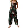 Womens Casual Overalls Jumpsuits Adjustable Straps Sleeveless Print Comfy Rompers With Pocket