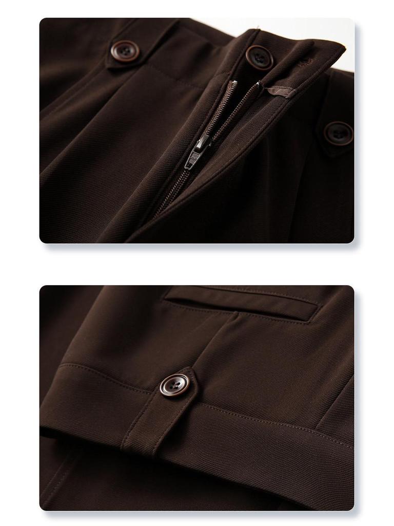Women's Coffee-Colored High-Waist Straight-Leg Pants: Slimming, Petite Fit, Wide-Leg, Perfect for Spring/Summer 2026.