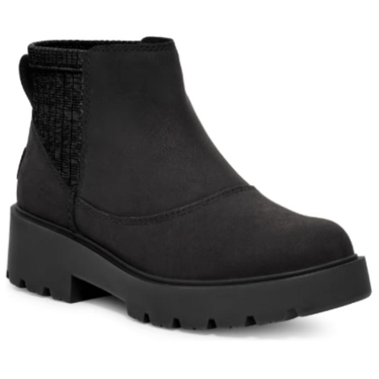 UGG Leather Comfortable Slip-On Short Chelsea Boots Women Boots Black 1166758-BLK