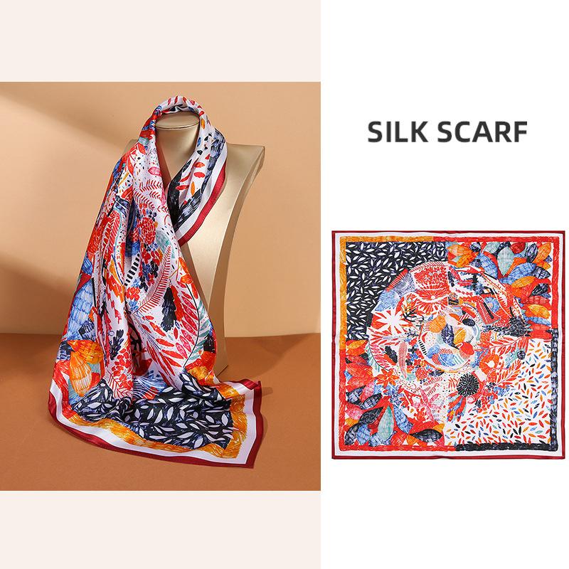 68*68cm 100% Mulberry Silk Scarf Luxury Printed Square Shawl Elegant Lightweight Soft Summer Fashion Accessory Women