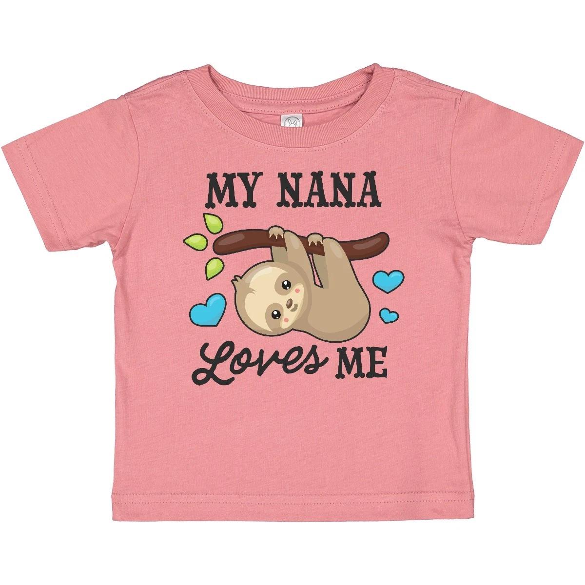Inktastic My Nana Loves Me With Sloth And Hearts Baby T-Shirt Animals Kids Love 130