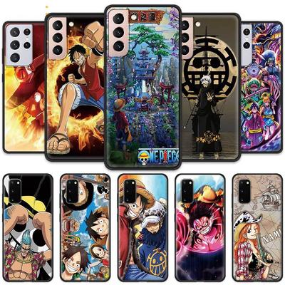 Funda de dibujos animados de Anime de una pieza para Samsung Galaxy S20 FE S21 S10 Note 20 Ultra S9 Plus S8 10 Lite S10e 9, funda negra para teléfono