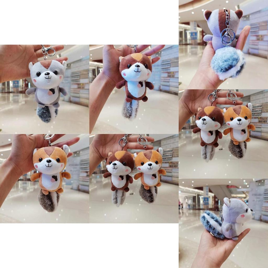 Adorable Plush Squirrel Keychain Cute Stuffed Animal Doll Gift Machine Toy