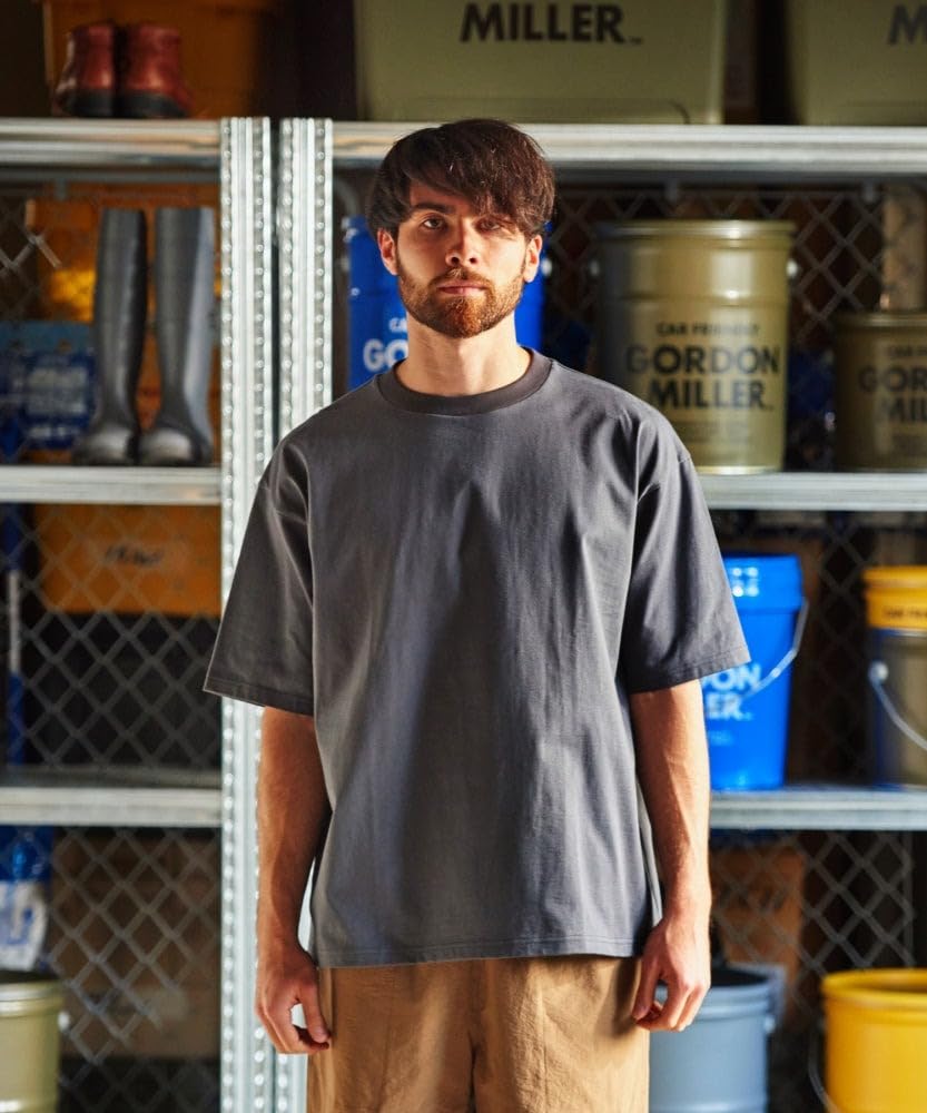 GORDON MILLER Men's Short Sleeve Stand Up T-Shirt, Size M, Gray, 32605