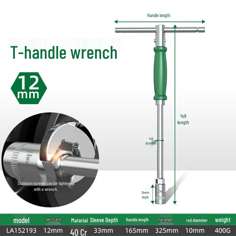 360° Rotary T-Handle Socket Wrench: External Hex Screwdriver Model 1