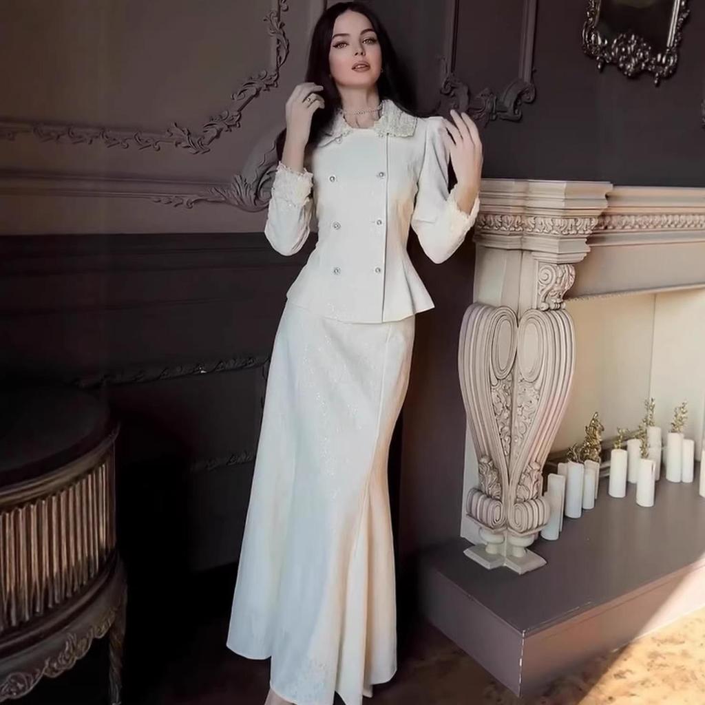 2026 European & American Style Embroidered Two-Piece Jacket Skirt Set